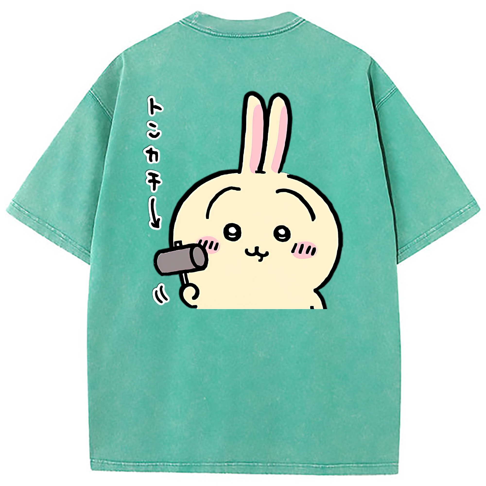 （画像用） ちいかわ うさぎ Chii-kawa usagi 綿100% ヴィンテージ風 半袖Tシャツ（背面プリント）